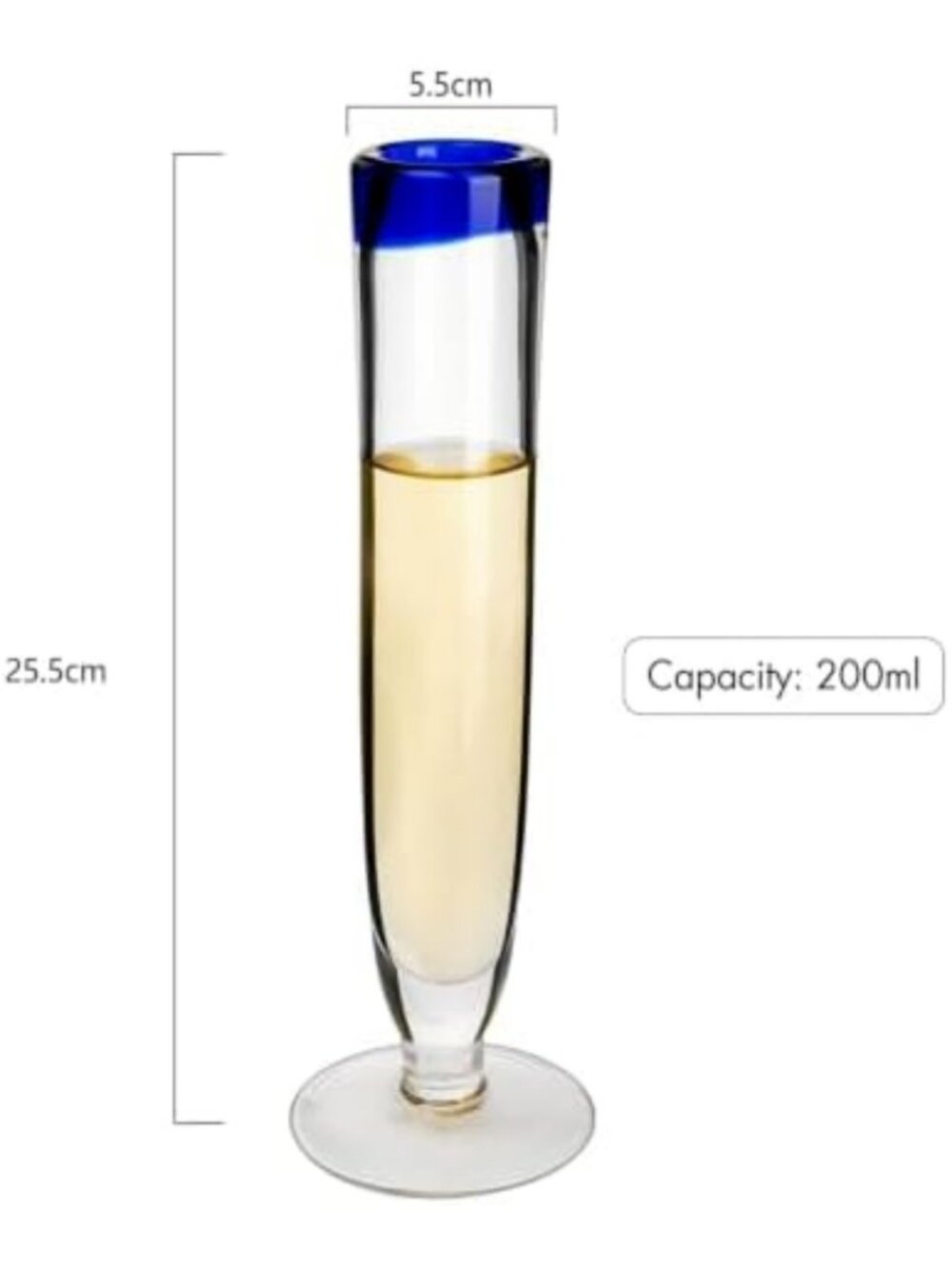 Elegant Cobalt Blue Rim Champagne Flutes - Set of 4 - Hand Blown Glassware for - Picture 3 of 6